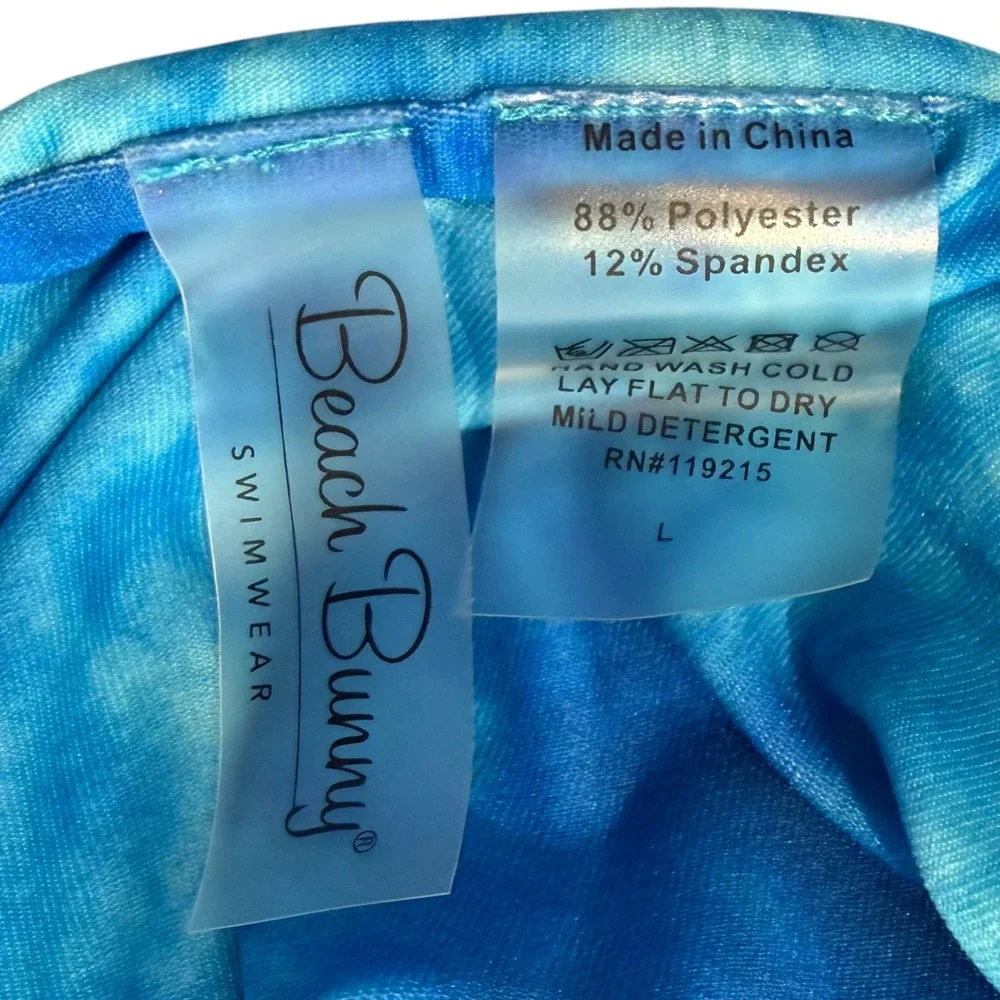 NEW Beach Bunny Bikini Bottoms Size L Blue Double Adjustable Wrap Scrunch Ties